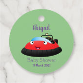 Cute red happy hovercraft cartoon bedankjes labels (Achterkant)