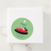 Cute red happy hovercraft cartoon bedankjes labels (In situ)