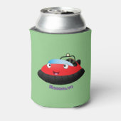 Cute red happy hovercraft cartoon blikjeskoeler (Blikje Achterkant)
