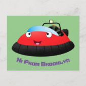 Cute red happy hovercraft cartoon briefkaart (Voorkant)