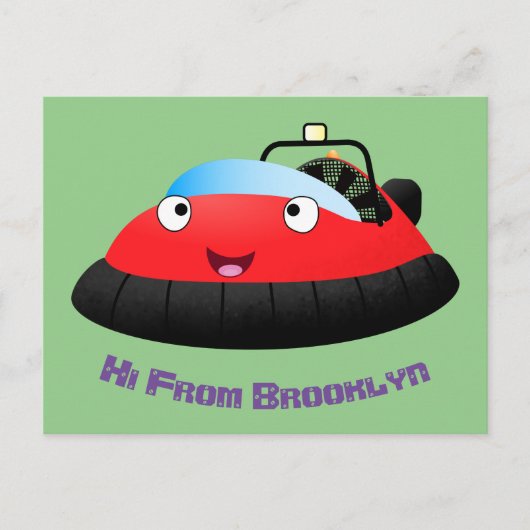Cute red happy hovercraft cartoon briefkaart (Voorkant)
