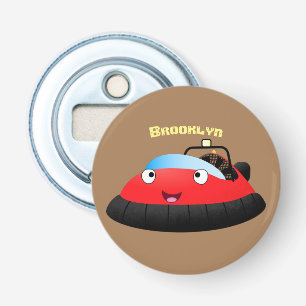 Cute red happy hovercraft cartoon button flesopener