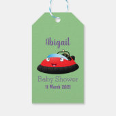 Cute red happy hovercraft cartoon cadeaulabel (Achterkant)