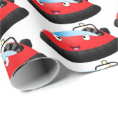 Cute red happy hovercraft cartoon cadeaupapier (Rol Hoek)