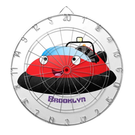 Cute red happy hovercraft cartoon dartbord (Voorkant)
