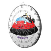 Cute red happy hovercraft cartoon dartbord (Voorkant Rechts)