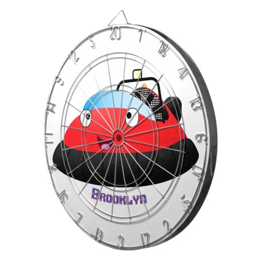 Cute red happy hovercraft cartoon dartbord (Voorkant Rechts)