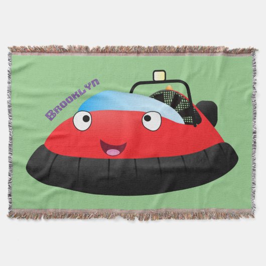 Cute red happy hovercraft cartoon deken (Voorkant)