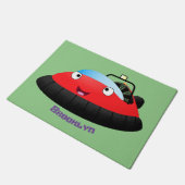 Cute red happy hovercraft cartoon deurmat (Schuin)