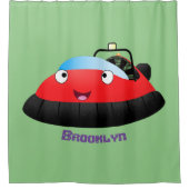 Cute red happy hovercraft cartoon douchegordijn (Voorkant)