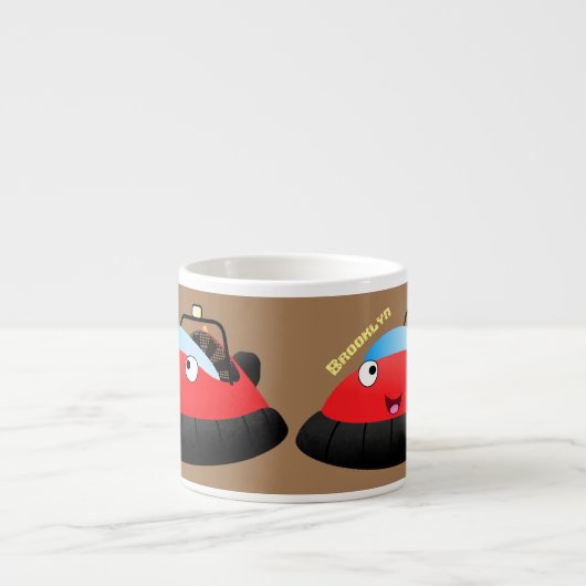 Cute red happy hovercraft cartoon espresso kop (Voorkant)