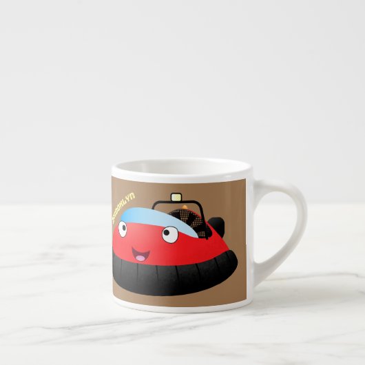 Cute red happy hovercraft cartoon espresso kop (Rechts)