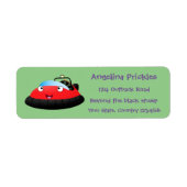 Cute red happy hovercraft cartoon etiket (Voorkant)