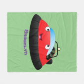 Cute red happy hovercraft cartoon fleece deken (Voorkant (Horizontaal))