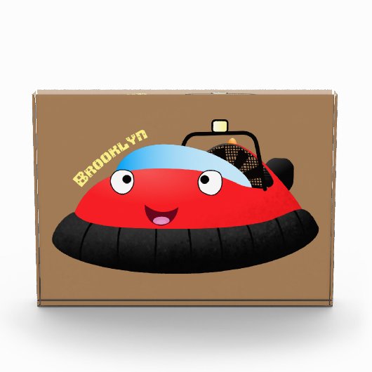 Cute red happy hovercraft cartoon fotoblokken (Voorkant)