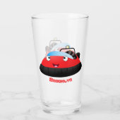 Cute red happy hovercraft cartoon glas (Achterkant)