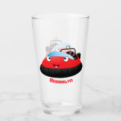 Cute red happy hovercraft cartoon glas (Voorkant)
