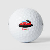 Cute red happy hovercraft cartoon golfballen (Voorkant)