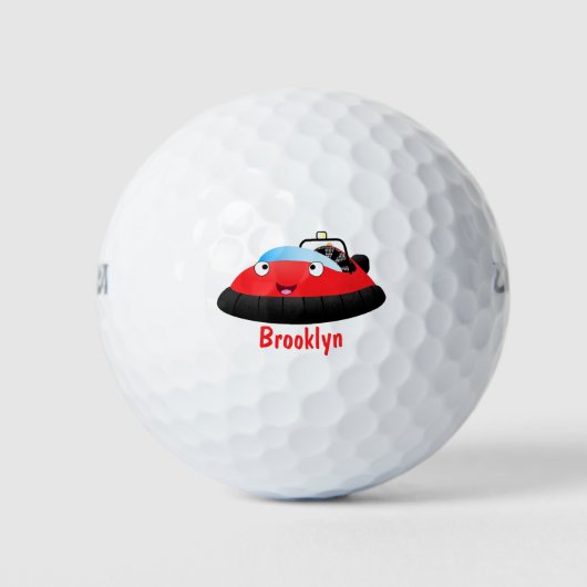 Cute red happy hovercraft cartoon golfballen (Voorkant)
