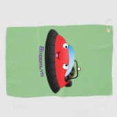 Cute red happy hovercraft cartoon golfhanddoek (Horizontaal)
