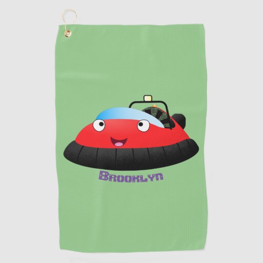 Cute red happy hovercraft cartoon golfhanddoek (Voorkant)