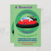 Cute red happy hovercraft cartoon kaart (Voorkant / Achterkant)