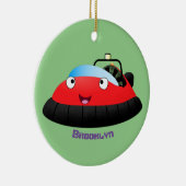 Cute red happy hovercraft cartoon keramisch ornament (Rechts)
