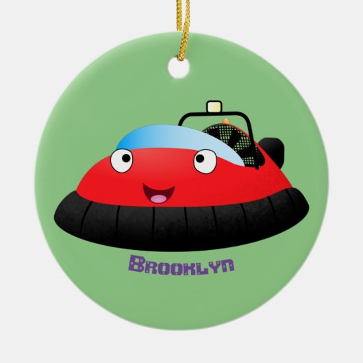 Cute red happy hovercraft cartoon keramisch ornament (Voorkant)