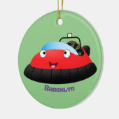 Cute red happy hovercraft cartoon keramisch ornament (Links)