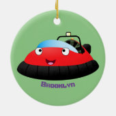 Cute red happy hovercraft cartoon keramisch ornament (Achterkant)