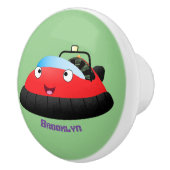 Cute red happy hovercraft cartoon keramische knop (Rechts)