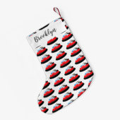 Cute red happy hovercraft cartoon kleine kerstsok (Achterkant (Hangend))