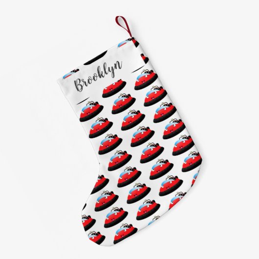 Cute red happy hovercraft cartoon kleine kerstsok (Achterkant (Hangend))