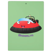 Cute red happy hovercraft cartoon klembord (Achterkant)