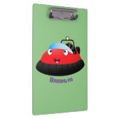 Cute red happy hovercraft cartoon klembord (Rechts)