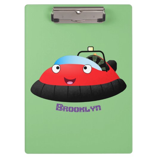 Cute red happy hovercraft cartoon klembord (Voorkant)