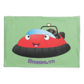 Cute red happy hovercraft cartoon kussensloop (Achterkant)