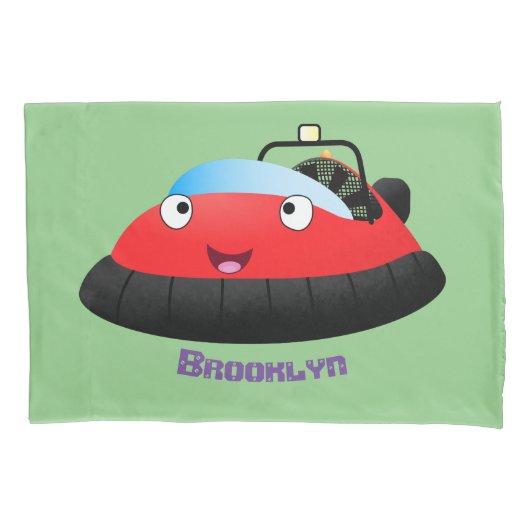 Cute red happy hovercraft cartoon kussensloop (Voorkant)