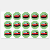 Cute red happy hovercraft cartoon labels (Vel)