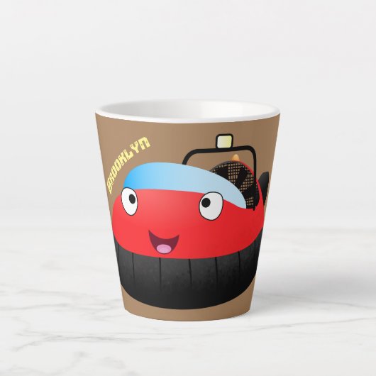 Cute red happy hovercraft cartoon latte mok (Voorkant)