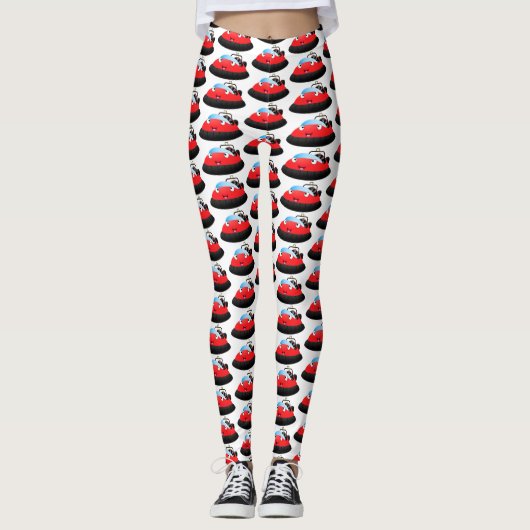 Cute red happy hovercraft cartoon leggings (Voorkant)