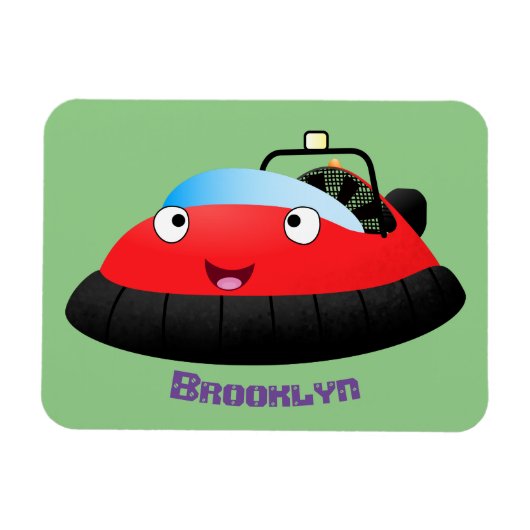 Cute red happy hovercraft cartoon magneet (Horizontaal)