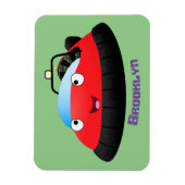Cute red happy hovercraft cartoon magneet (Verticaal)