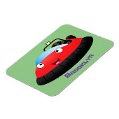 Cute red happy hovercraft cartoon magneet (Linkerzijde)