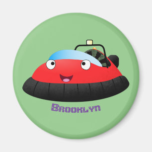 Cute red happy hovercraft cartoon magneet