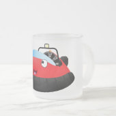 Cute red happy hovercraft cartoon matglas koffiemok (Voorkant rechts)