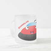 Cute red happy hovercraft cartoon matglas koffiemok (Voorkant links)
