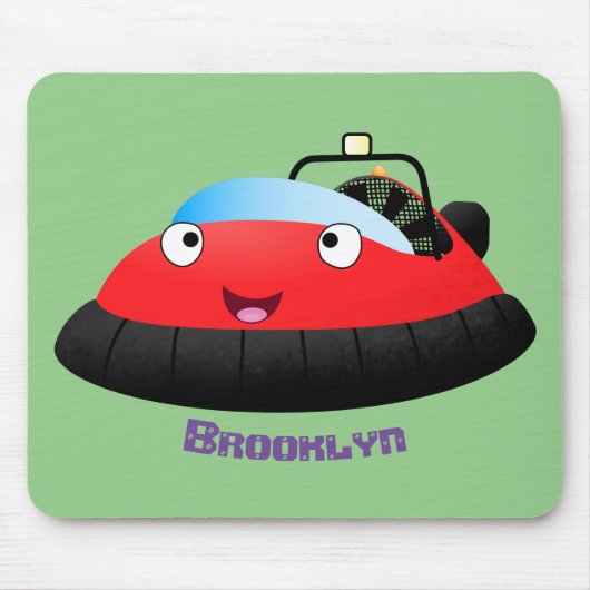 Cute red happy hovercraft cartoon muismat (Voorkant)