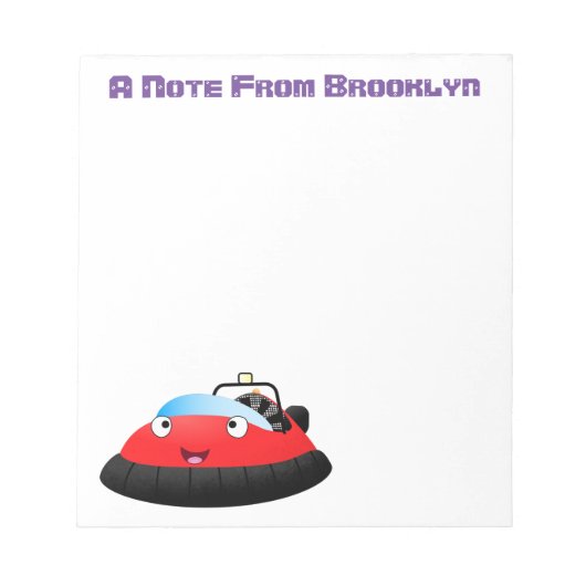 Cute red happy hovercraft cartoon notitieblok (Voorkant)