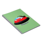 Cute red happy hovercraft cartoon notitieboek (Rechterzijde)